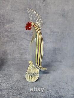 Murano Pair of Cockatoo Striped Hand-Blown Art Glass Figures Vintage mABZ