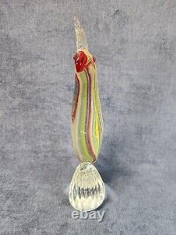 Murano Pair of Cockatoo Striped Hand-Blown Art Glass Figures Vintage mABZ