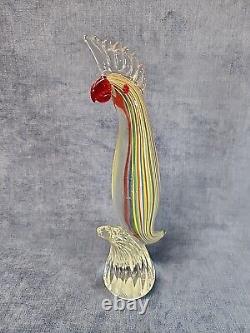 Murano Pair of Cockatoo Striped Hand-Blown Art Glass Figures Vintage mABZ