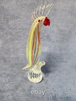 Murano Pair of Cockatoo Striped Hand-Blown Art Glass Figures Vintage mABZ