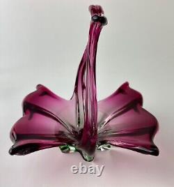 Murano Pink and Green Sommerso Hand Blown Bowl