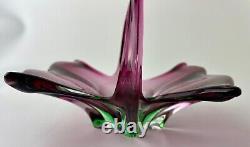 Murano Pink and Green Sommerso Hand Blown Bowl