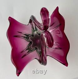 Murano Pink and Green Sommerso Hand Blown Bowl
