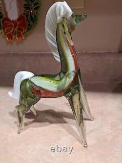 Murano RARE Art Glass Unicorn Figurine Hand Blown colorful glass 6 H 4.5 L