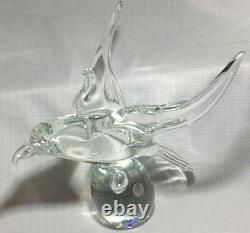 Murano Riekes Crisa art glass bird sculpture hand blown and signed Licio Zanetti