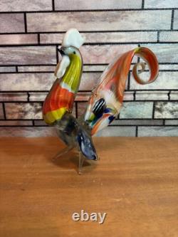 Murano Rooster Italy Hand Blown Art Glass 11 Figurine, We Ship Daily Insured