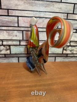 Murano Rooster Italy Hand Blown Art Glass 11 Figurine, We Ship Daily Insured