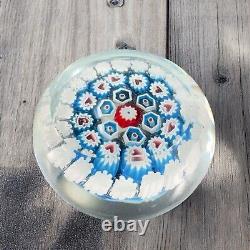 Murano Round Italian Venetian Glass Paperweight Hand Blown Glass Millefiori VTG