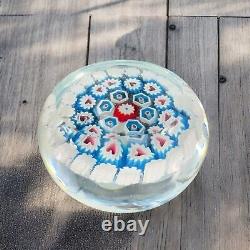 Murano Round Italian Venetian Glass Paperweight Hand Blown Glass Millefiori VTG