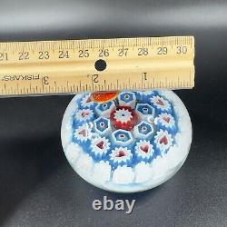 Murano Round Italian Venetian Glass Paperweight Hand Blown Glass Millefiori VTG