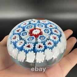 Murano Round Italian Venetian Glass Paperweight Hand Blown Glass Millefiori VTG