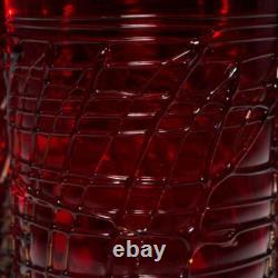 Murano Ruby Red Hand Blown Threaded Tumbler Drinking Glasses Set of 6 A
