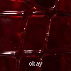 Murano Ruby Red Hand Blown Threaded Tumbler Drinking Glasses Set of 6 A
