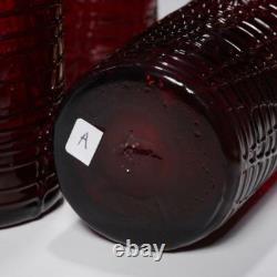 Murano Ruby Red Hand Blown Threaded Tumbler Drinking Glasses Set of 6 A