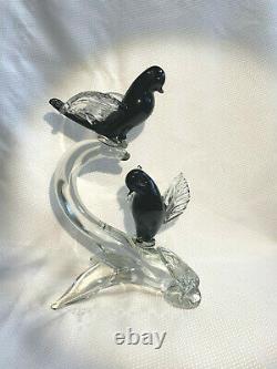 Murano S. Puccini Hand Made In Italy Glass Birds On Branch Sculpture Art Glass