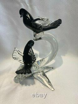 Murano S. Puccini Hand Made In Italy Glass Birds On Branch Sculpture Art Glass