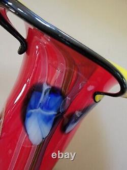 Murano Salvadore Studio Large Tall Italian Multicolor Hand Blown Case Glass Vase
