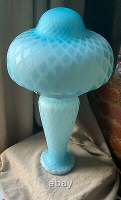 Murano Satin Art Glass Mother of Pearl Mushroom Table Lamp Mid Century Modern