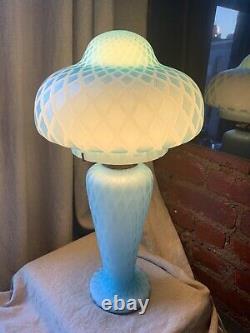 Murano Satin Art Glass Mother of Pearl Mushroom Table Lamp Mid Century Modern