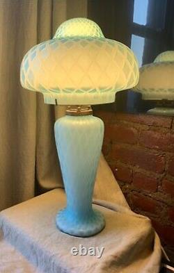 Murano Satin Art Glass Mother of Pearl Mushroom Table Lamp Mid Century Modern