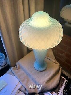 Murano Satin Art Glass Mother of Pearl Mushroom Table Lamp Mid Century Modern