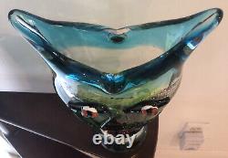 Murano Sculpted Hand blown Glass Vase Cat Face