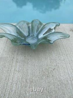 Murano Sea Green Lg Blown Glass Art Bowl 20x12