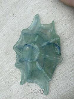 Murano Sea Green Lg Blown Glass Art Bowl 20x12