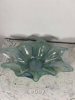 Murano Sea Green Lg Blown Glass Art Bowl 20x12