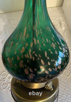 Murano Seguso Emerald Green Table Lamp Venetian Glass Mid Century Modern
