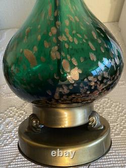 Murano Seguso Emerald Green Table Lamp Venetian Glass Mid Century Modern