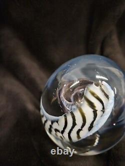 Murano Seguso Viro Art- Hand Blown Glass Egg! Zebra Spiral Multi Colored! Large