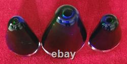 Murano Set (3) vases Hand Blown glass by Flavio Poli for Seguso Italy Blue/Green