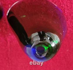 Murano Set (3) vases Hand Blown glass by Flavio Poli for Seguso Italy Blue/Green