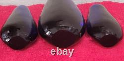 Murano Set (3) vases Hand Blown glass by Flavio Poli for Seguso Italy Blue/Green