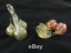 Murano Set of 4 Barovier & Toso Glass Fruits, 1950's, Gold Flakes