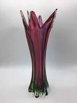 Murano Sommerso 6 Finger Hand Blown Smooth Pontil (Cranberry/Green/Watermelon)