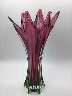 Murano Sommerso 6 Finger Hand Blown Smooth Pontil (Cranberry/Green/Watermelon)