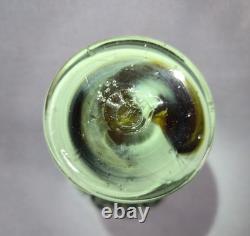 Murano Sommerso Art Glass Vase 11.5 Hand Blown Green Amber Fluted Petal Rim