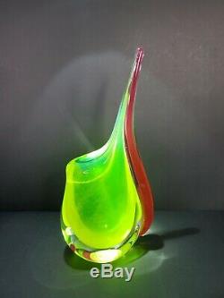 Murano Sommerso Art Glass Vase Mid Century Modern Hand Blown 5.7 pounds 12 tall