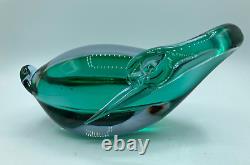 Murano Sommerso Bird Green Lavender Orange Neodymium Art Glass