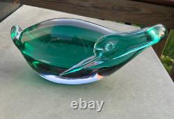 Murano Sommerso Bird Green Lavender Orange Neodymium Art Glass