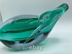 Murano Sommerso Bird Green Lavender Orange Neodymium Art Glass