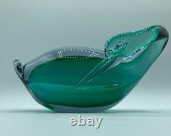 Murano Sommerso Bird Green Lavender Orange Neodymium Art Glass