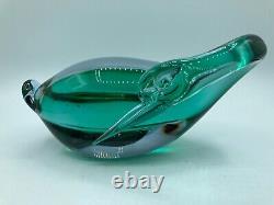 Murano Sommerso Bird Green Lavender Orange Neodymium Art Glass