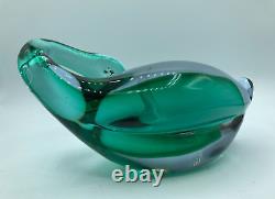 Murano Sommerso Bird Green Lavender Orange Neodymium Art Glass