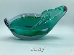 Murano Sommerso Bird Green Lavender Orange Neodymium Art Glass