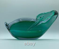 Murano Sommerso Bird Green Lavender Orange Neodymium Art Glass