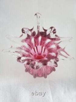 Murano Sommerso Cranberry Pink Hand Blown Glass Vase