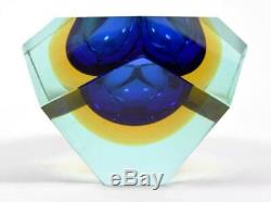 Murano Sommerso Neodymium Glass Geometric Bowl/Ashtray c1970s